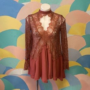 Free people lance blouse long linen bottom